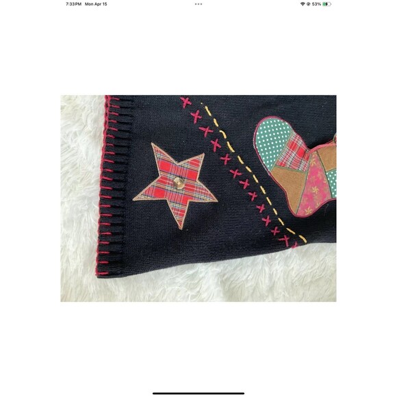 KIKIT Embroidered Christmas Sweater Vest Women's Size Lg Vintage- Ugly Sweater - Picture 7 of 12